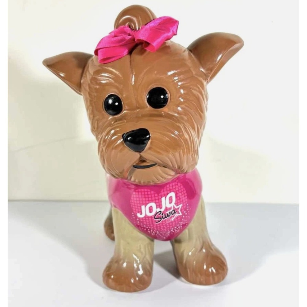 JoJo Siwa BOW-BOW Yorkie DOG Puppy Piggy Coin CERAMIC BANK 9"Long